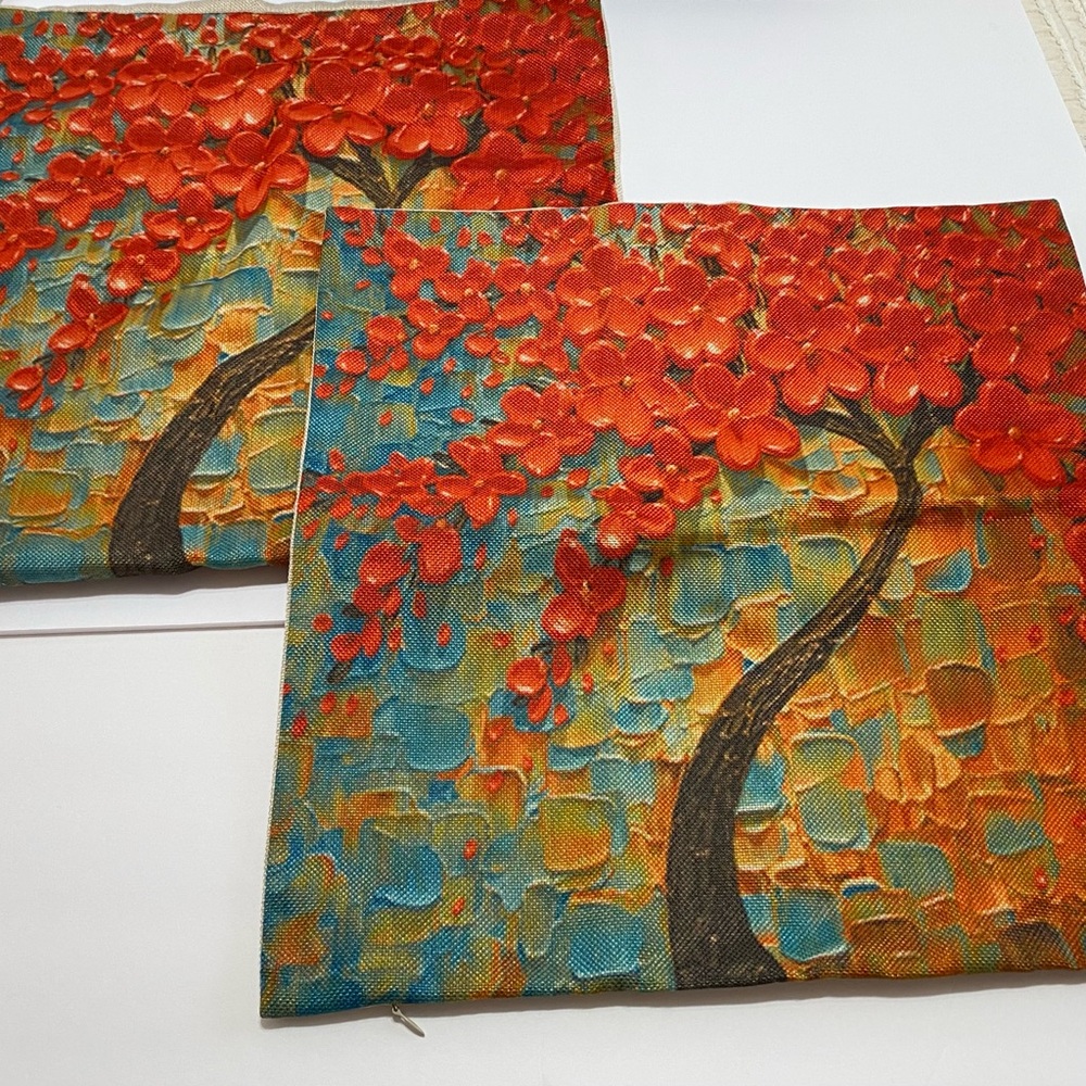 Floral 17” Oriental Pillow Covers (2)
